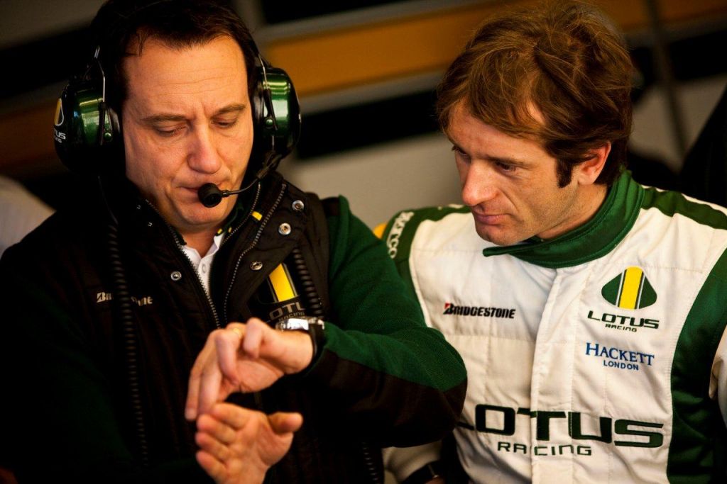 Lotus Racing Jerez Test Day 4 Jarno Trulli in garage with Ra