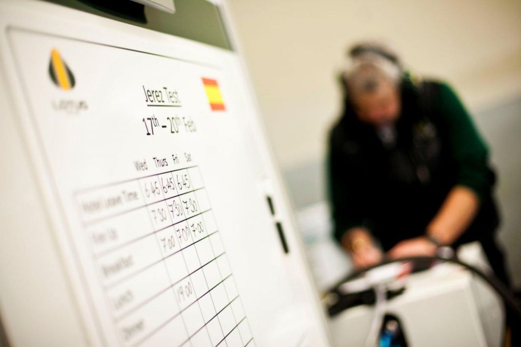 Lotus Racing Jerez Test Day 4 in team garage 5.jpg