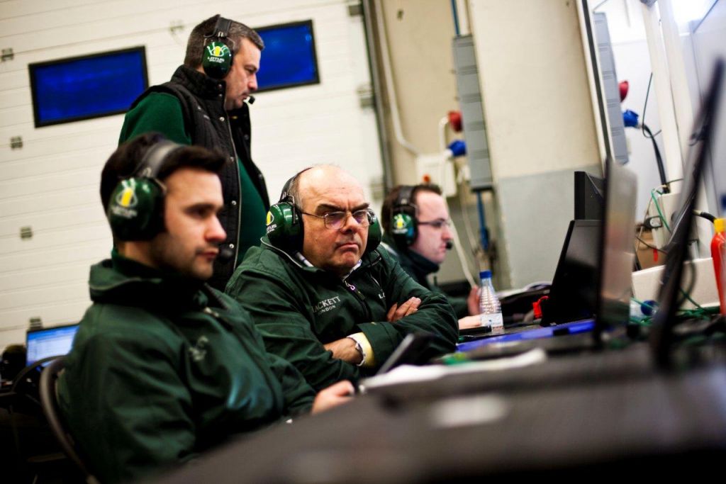 Lotus Racing Jerez Test Day 4 in team garage.jpg
