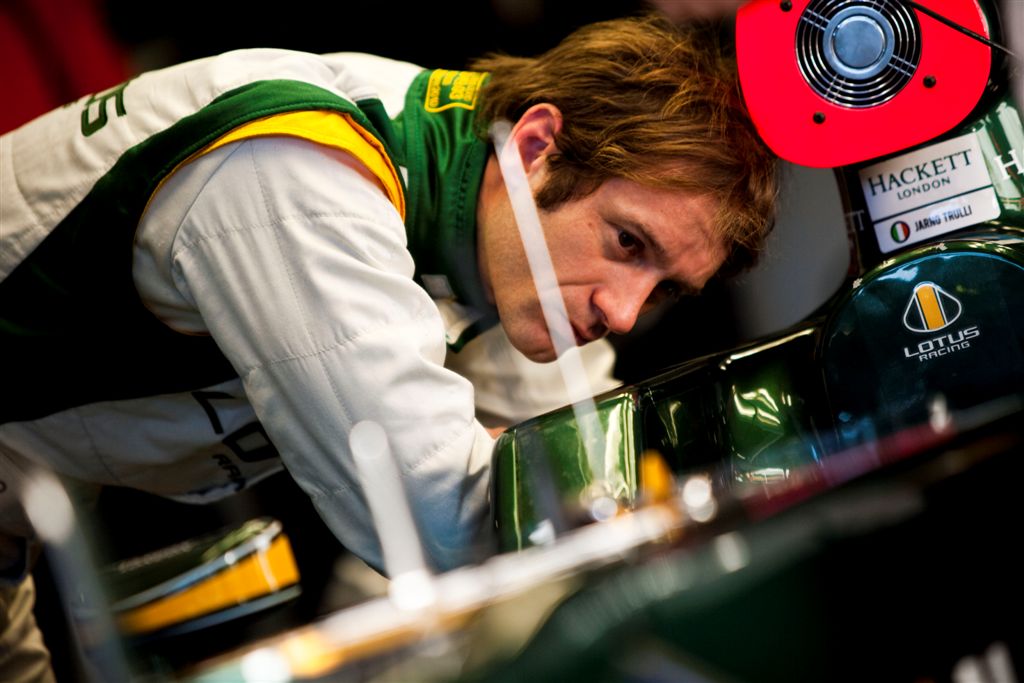 Lotus Racing Jerez Test Day 4 Jarno Trulli in garage.jpg