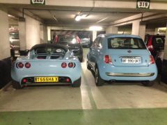 smurf in france next to a matching fiat 500