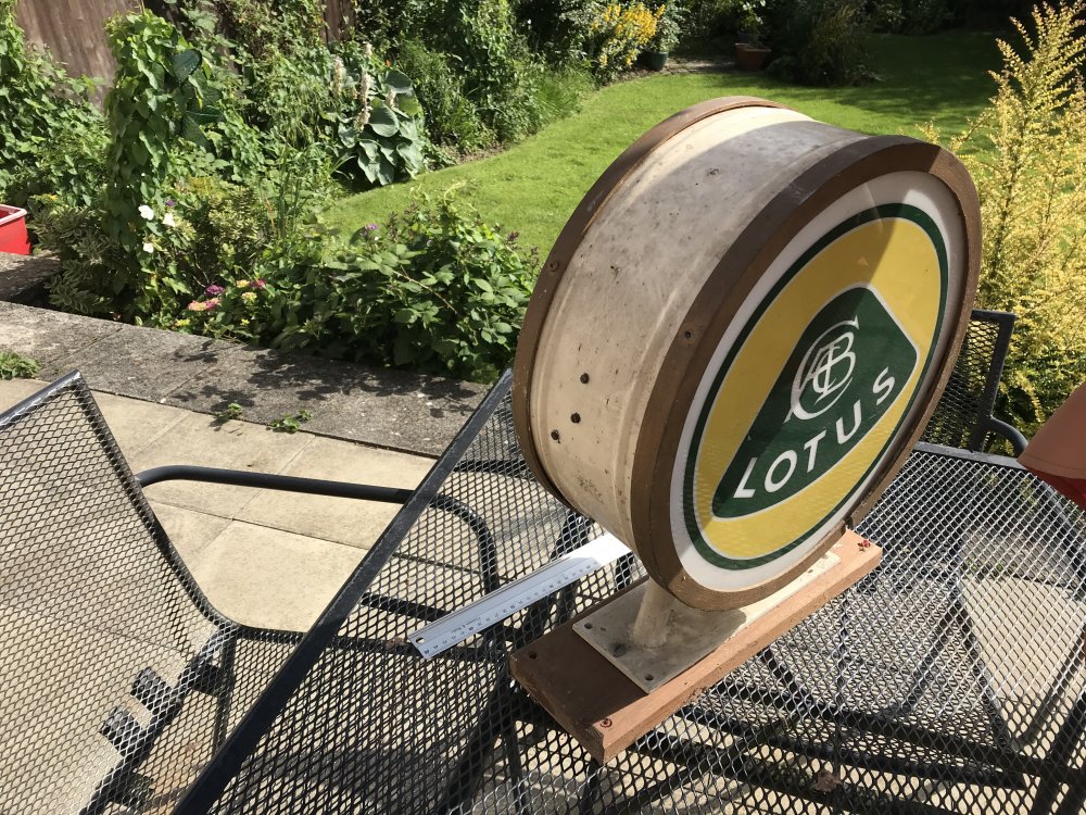 Double Sided Vintage Illuminated Lotus Dealership Sign For sale